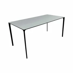 Tisch Nuur Platte Laminat Fenix F01 Weiß Gestell Aluminium Matt Schwarz Lackiert