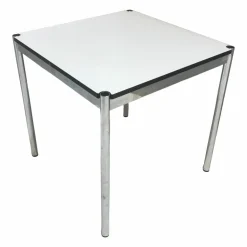 Tisch Quadratisch 75x75 Platte Kunstharz Perlgrau Gestell Verchromt 75x75