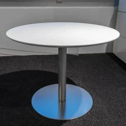 Tisch Rondo Platte Lackiert Weiß Basis P86W Säule Rondo P89 Höhenverstellung EZ