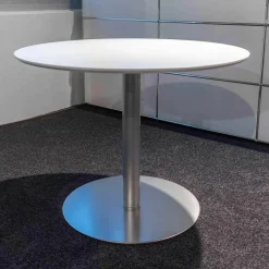 Tisch Rondo Platte Lackiert Weiß Basis P86W Säule Rondo P89 Höhenverstellung EZ