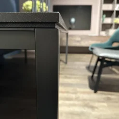 Tisch S600 Platte Eiche Geräuchert Anthrazit Geölt Und Gebürstet Gestell Rohstahl Lasur Double Brand Color Schwarz