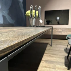 Tisch S600 Platte Eiche Geräuchert Anthrazit Geölt Und Gebürstet Gestell Rohstahl Lasur Double Brand Color Schwarz