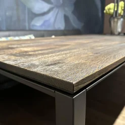 Tisch S600 Platte Eiche Geräuchert Anthrazit Geölt Und Gebürstet Gestell Rohstahl Lasur Double Brand Color Schwarz