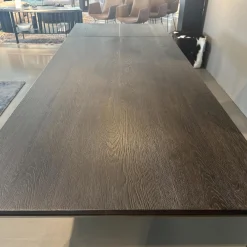 Tisch S600 Platte Eiche Geräuchert Anthrazit Geölt Gebürstet Gestell Metall Stahllasur Bronze