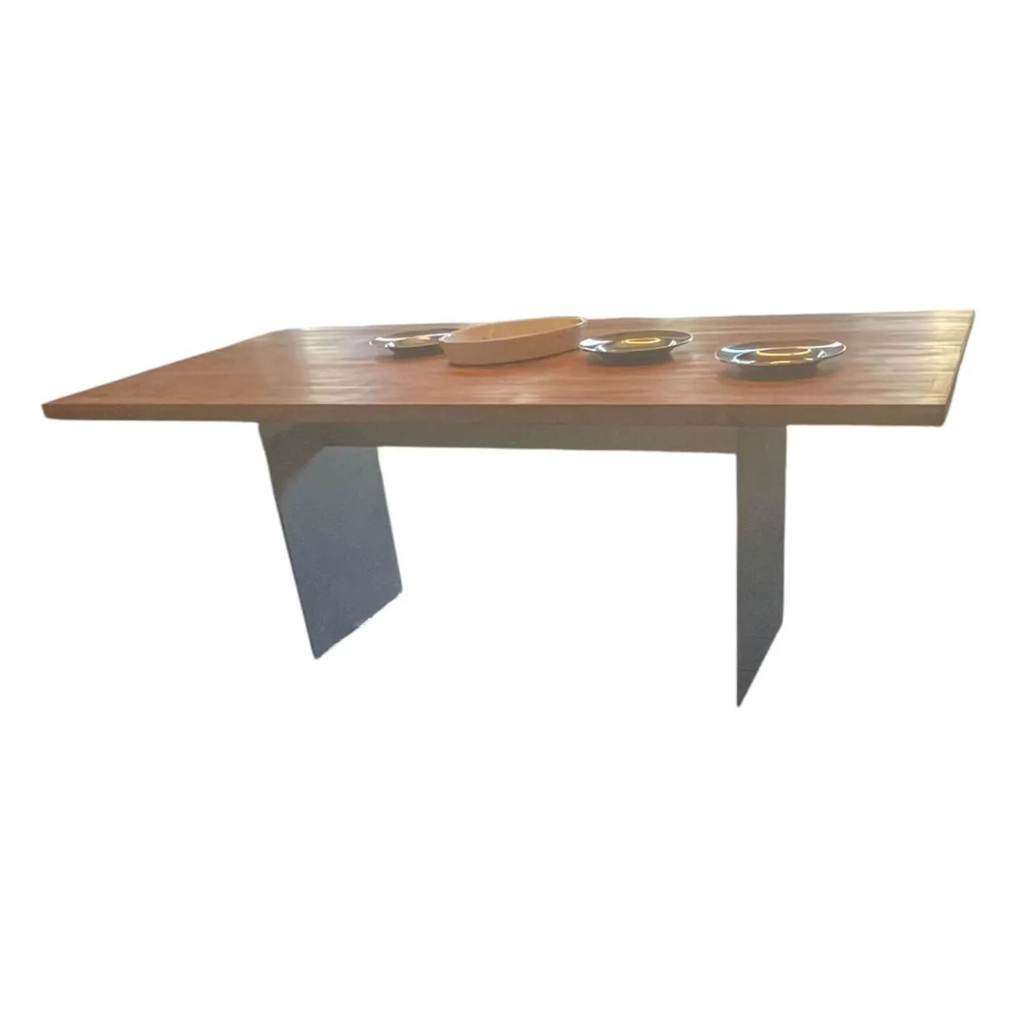 Tisch Theben 3000 Platte Astiger Nussbaum Gestell Stahl Geschliffen Matt Lackiert Schwarz