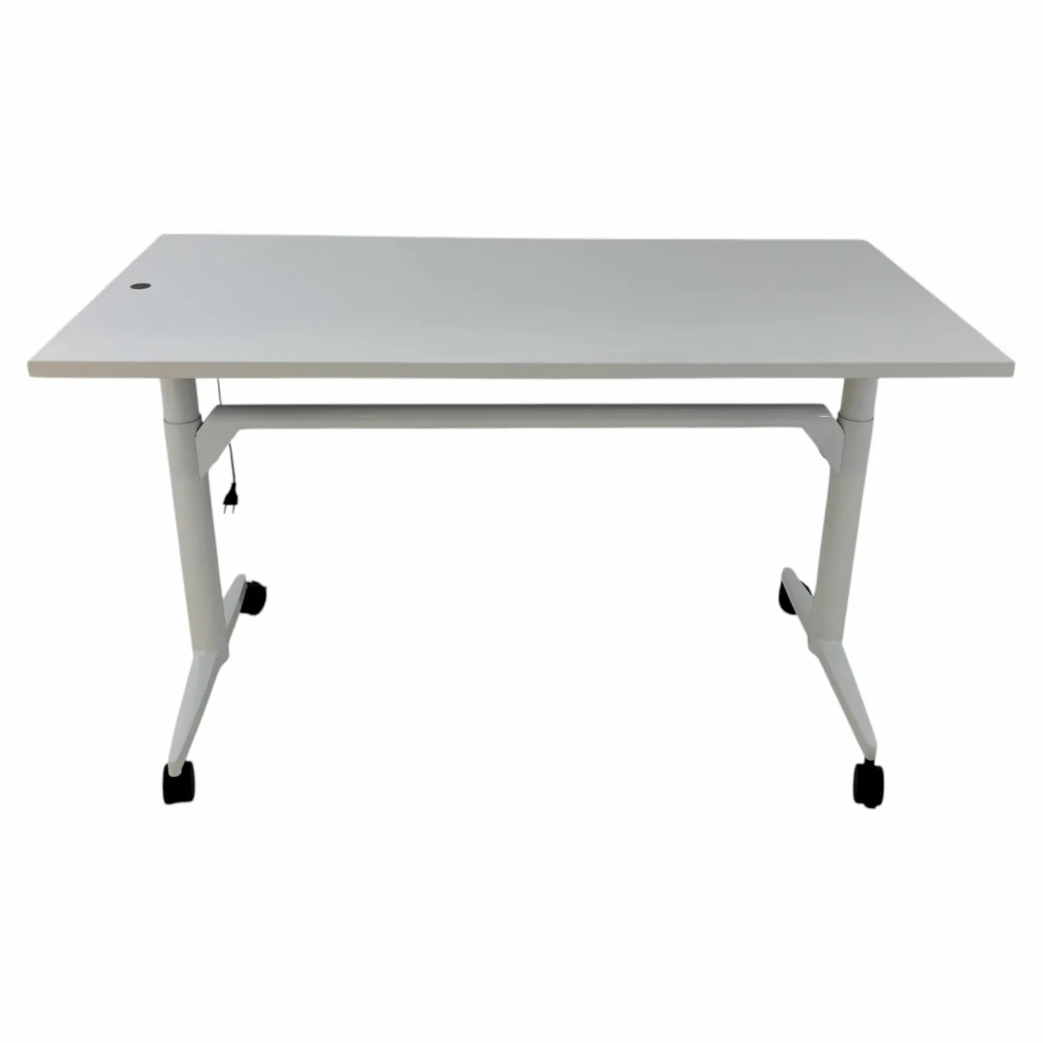 Tisch Timetable Lift 615/11 Platte Schichtstoff 24 Weiß Hochglanz Gestell Weiß Beschichtet Höhenverstellbar