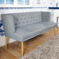 Tischbank Bezug CA1463 082 Blau Grau Gestell Eiche Natur Geölt