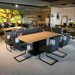 Tischgruppe Cassia Mit 4 Stühlen Und Bank Wildeiche Bianco Metall Schwarz