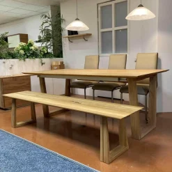 Tischgruppe Veneto Rüster Geölt Tisch Ausklappbar mit Bank und 3 Stühlen