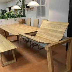 Tischgruppe Veneto Rüster Geölt Tisch Ausklappbar mit Bank und 3 Stühlen