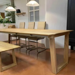 Tischgruppe Veneto Rüster Geölt Tisch Ausklappbar mit Bank und 3 Stühlen