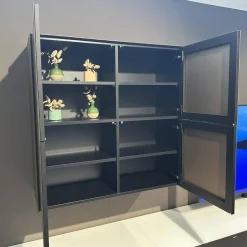 TV Kombination Ameno Korpus Lack Black Schwarz Front Glas Metallic Bronze Und Stoff Carbon Glas Snow Weiß