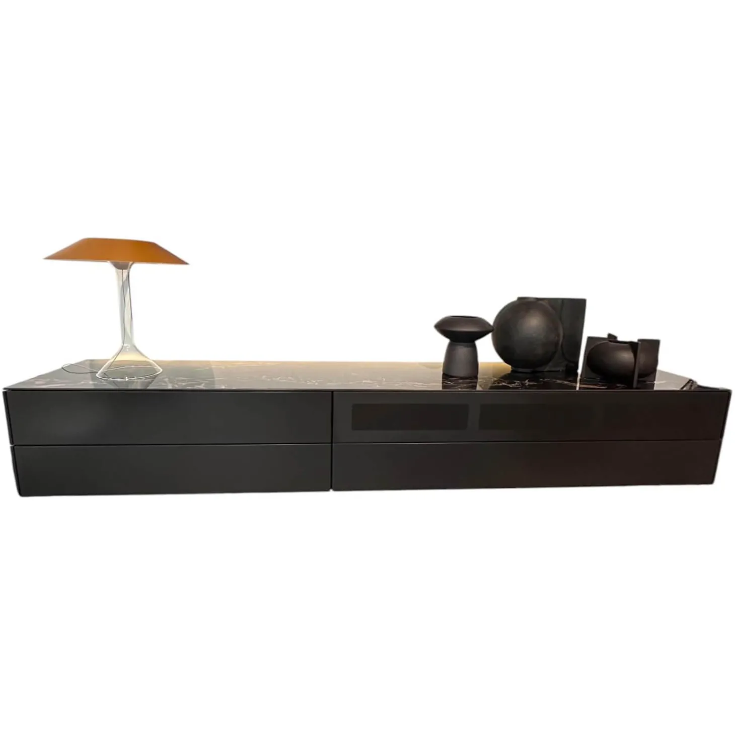 Tv Lowboard Cubo Glattlack Cosmos 436 Anthrazit Abdeckplatte Keramik Marmor Schwarz 015 Mit Beleuchtung Ohne Dekoration Ohne Leuchte