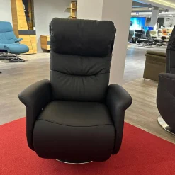 TV Sessel Hanny Leder 71 Torro Noir Schwarz Teller Edelstahloptik Mit Gewichtsverlagerung