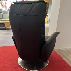 TV Sessel Hanny Leder 71 Torro Noir Schwarz Teller Edelstahloptik Mit Gewichtsverlagerung
