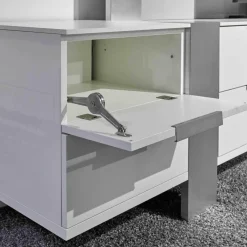 TV-Board MR Media Frame Lack Weiß Aluminium Gebürstet