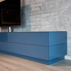 Tv-Element Soma Lack Matt Stahlblau Inklusive Klappen Und Schubkästen