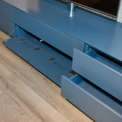 Tv-Element Soma Lack Matt Stahlblau Inklusive Klappen Und Schubkästen