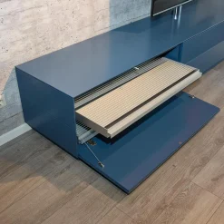 Tv-Element Soma Lack Matt Stahlblau Inklusive Klappen Und Schubkästen