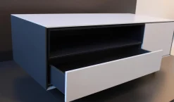 TV-Möbel .54 Schneeweiß Seiten Granit Nische Nachtblau Gestell Schwarz