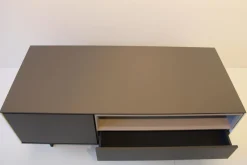 TV-Möbel Holz Seiten Weiß Nische Kieselstein Gestell Schwarz