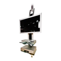 TV-Regal Mattes Metall Und Glas Mit Schwenkbarem TV- Und Hifi-Rack