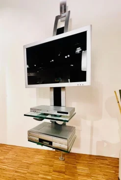 TV-Regal Mattes Metall Und Glas Mit Schwenkbarem TV- Und Hifi-Rack