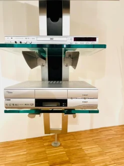 TV-Regal Mattes Metall Und Glas Mit Schwenkbarem TV- Und Hifi-Rack