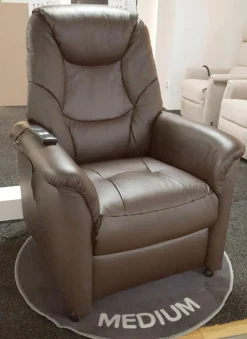 TV-Sessel Medium 4411 Lift-Up System Leder Madras Dunkelbraun mit 1 Motor und Aufstehhilfe