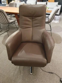 TV-Sessel TW092 Small Leder Semira Chocolate Braun Sternfuß Aluminium Poliert Elektrisch Verstellbar