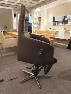 TV-Sessel TW092 Small Leder Semira Chocolate Braun Sternfuß Aluminium Poliert Elektrisch Verstellbar