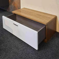 TV-Unterteil Finale Korpus Nussbaum Nova Front Hochglanz Lack Weiß