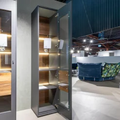 Vitrine 440 Lavato Rechts Kernnussbaum Schiefergrau Inklusive Beleuchtung