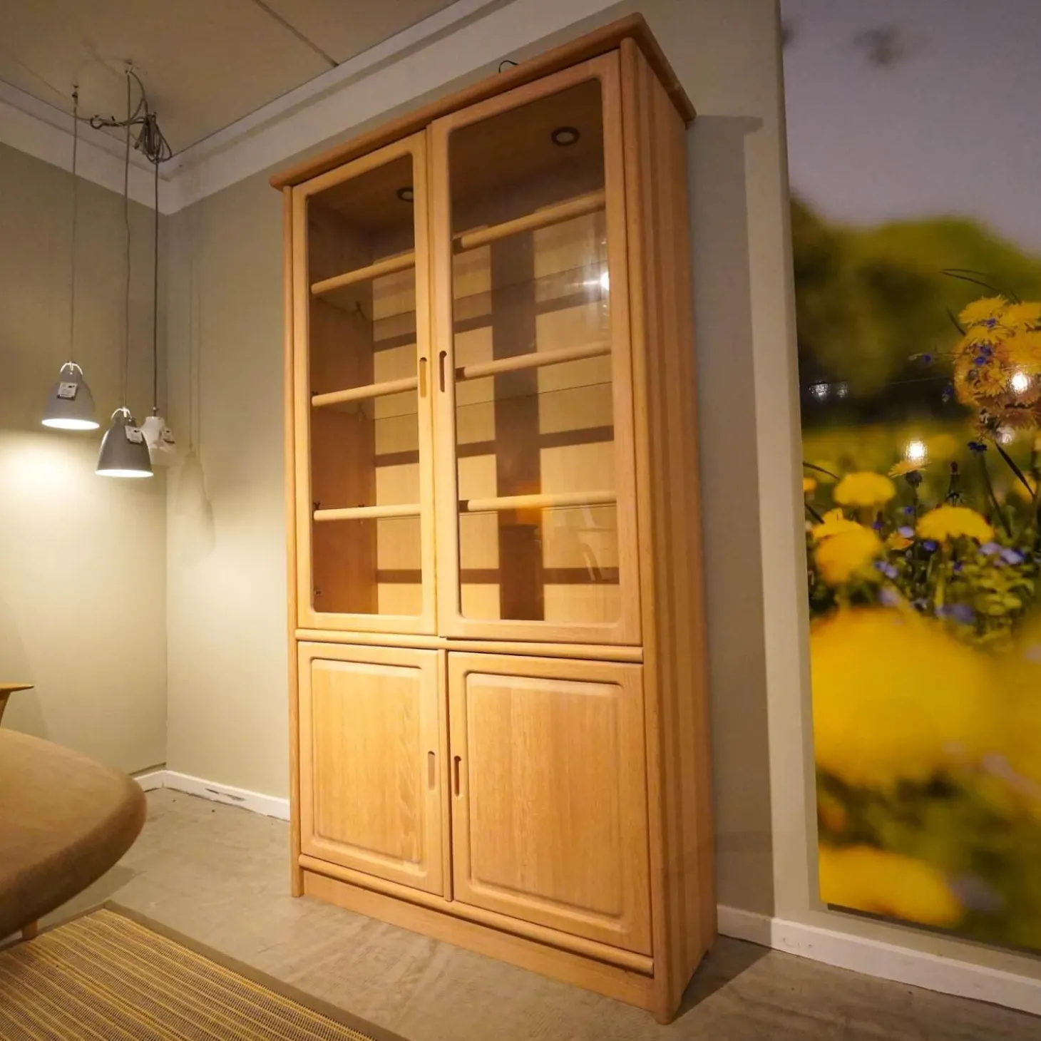 Vitrine 1182 M Massivholz Eiche Türen Mit Glaselementen