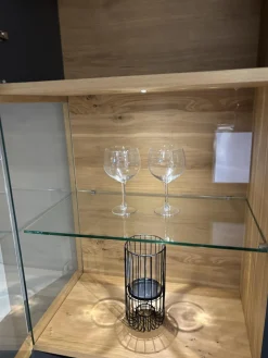 Vitrine Aterno Front Und Korpus Schiefergrau Grau Absetzung Eiche Struktur Inklusive LED Beleuchtung