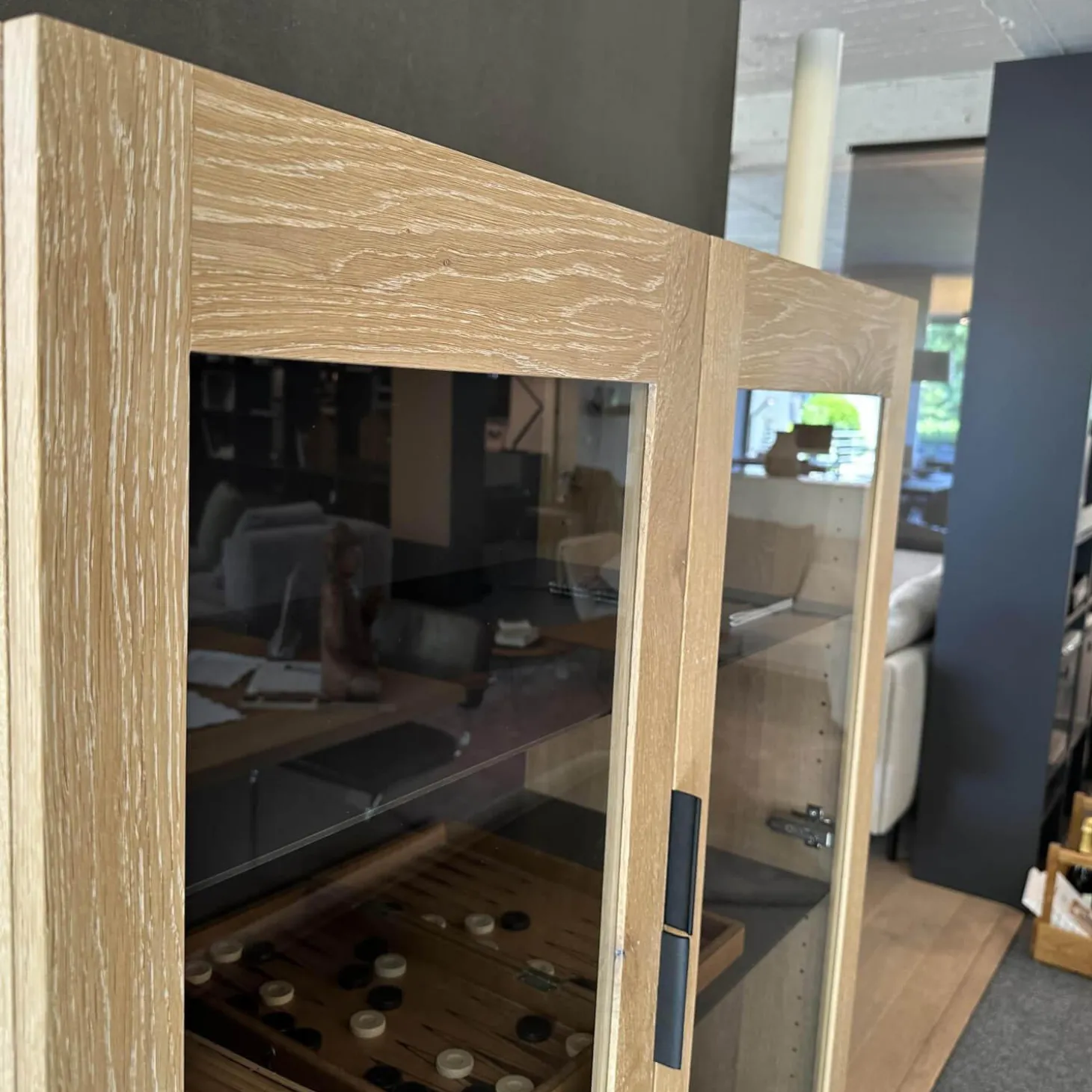 Vitrine BC 04 Eiche Weiß Mit Glastüren