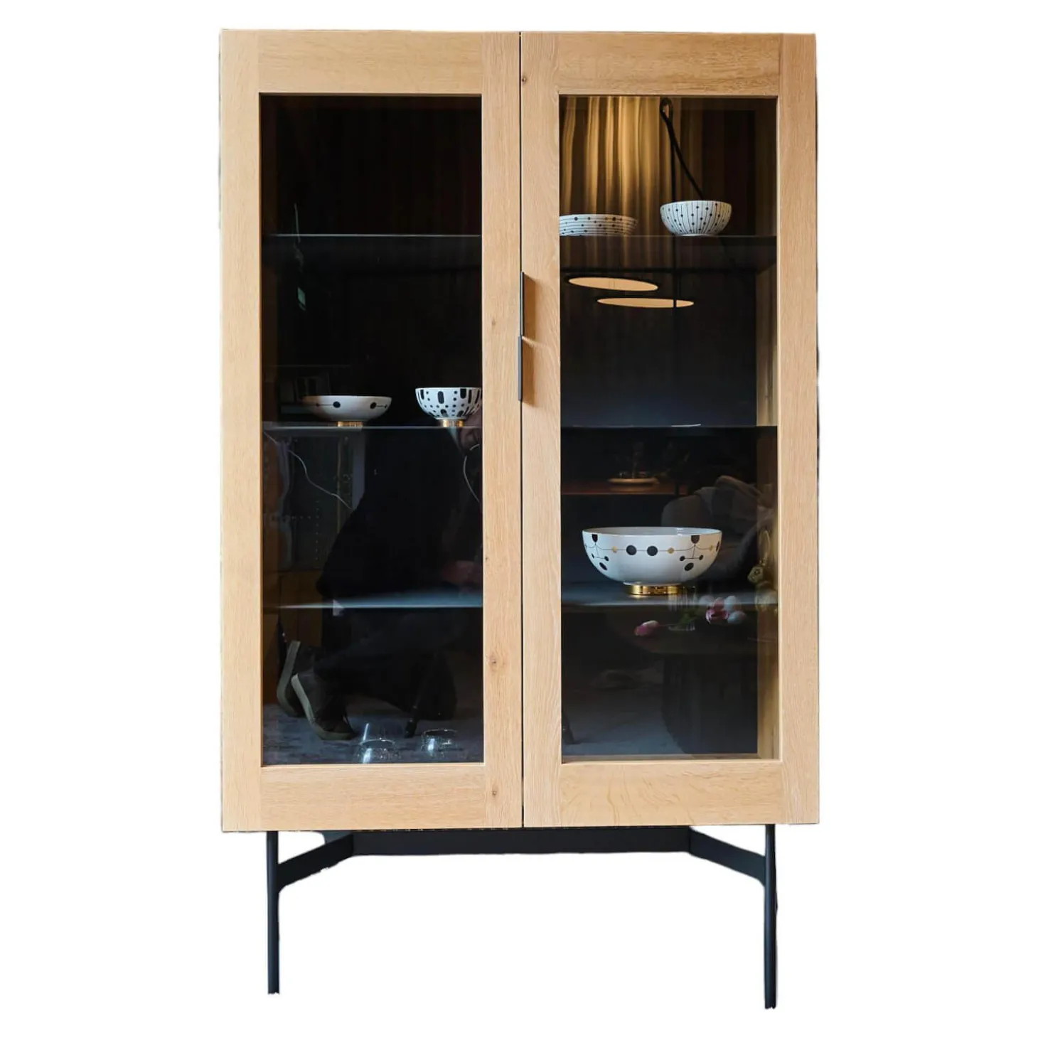 Vitrine BC04 Offen Eiche Weiß Pigmentiert Mit Glasscheiben