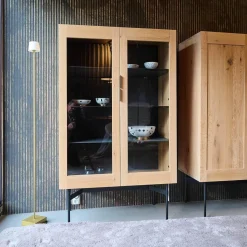 Vitrine BC04 Offen Eiche Weiß Pigmentiert Mit Glasscheiben