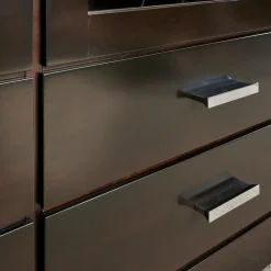 Vitrine Bordeaux Kirschbaum Nero Inklusive Beleuchtung, 4 Schubladen Und 6 Glasböden