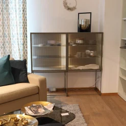 Vitrine Canaletto Container Front Klarglas K7 Korpus Lack Tongrau Seidenmatt