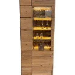 Vitrine Cartago Soft Wildeiche Bianco Glastür Links mit LED-Beleuchtung