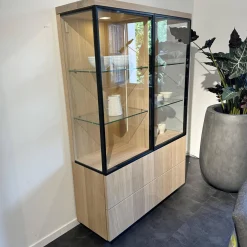 Vitrine Cubus Eiche Weißöl Inne Buche Inklusive Beleuchtung Mit Fernbedienung