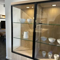 Vitrine Cubus Eiche Weißöl Inne Buche Inklusive Beleuchtung Mit Fernbedienung