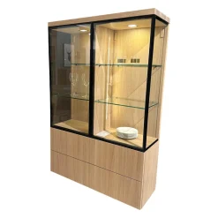 Vitrine Cubus Eiche Weißöl mit Klarglas
