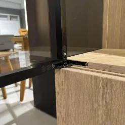 Vitrine Cubus Eiche Weißöl mit Klarglas