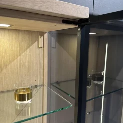 Vitrine Cubus Eiche Weißöl mit Klarglas