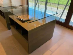 Vitrine Dolmen Lack Verde Olivia Grau Grün Glas Transparent Innenausstattung Melamin Cuoio Braun