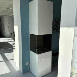 Vitrine Gentis Links Lack Hochglanz Reinweiss Mit Beleuchtung Und Funkfernbedienung