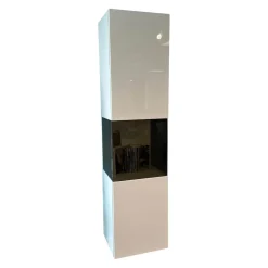 Vitrine Gentis Rechts Lack Hochglanz Reinweiss Mit Beleuchtung Und Funkfernbedienung
