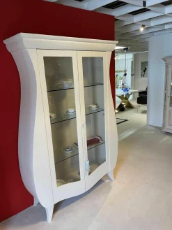 Vitrine Glamour Lack Antic Weiß mit Glasböden